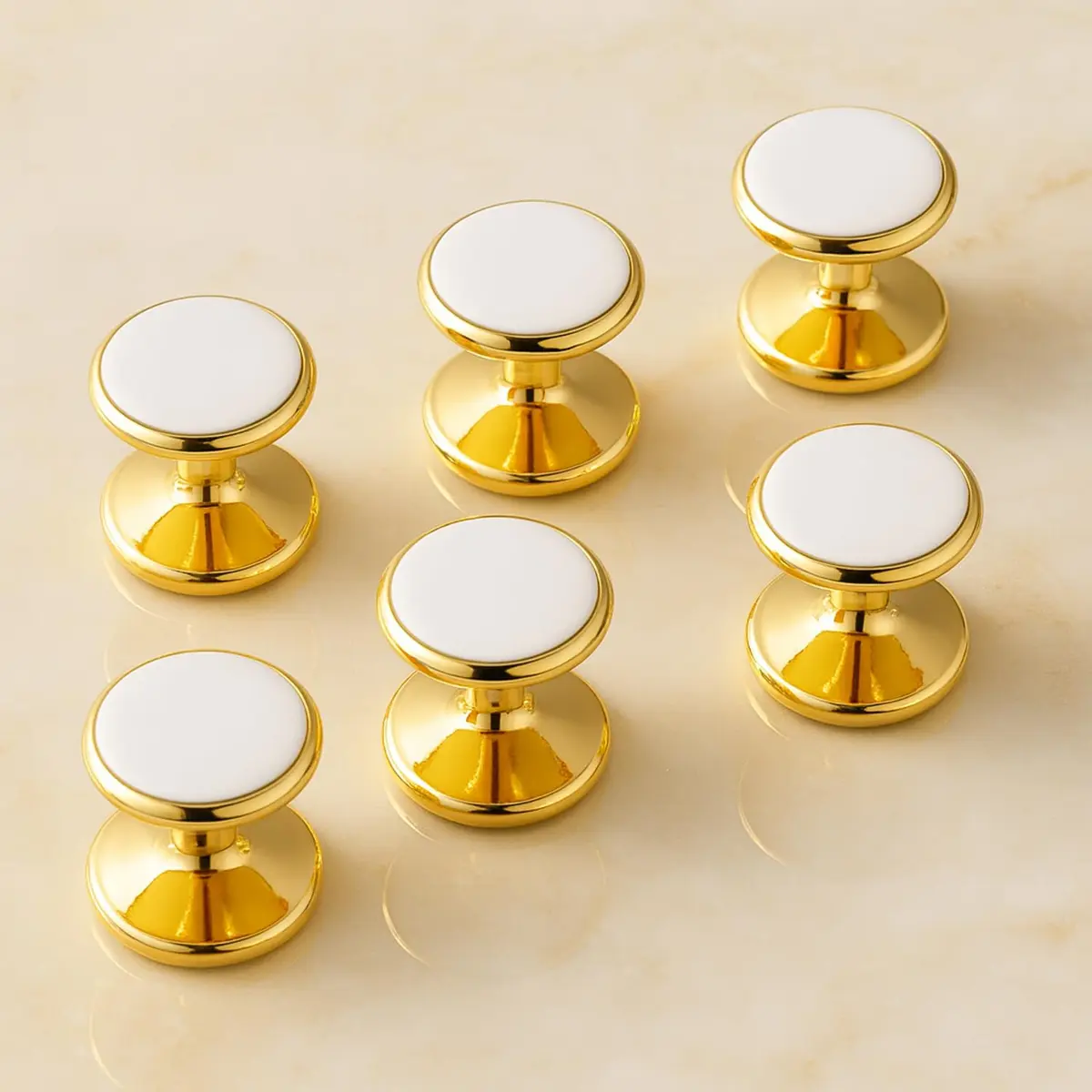 VAMA Gold Plated White Cufflinks 11mm x 10mm | Classic Formal Men’s Accessory - view 6