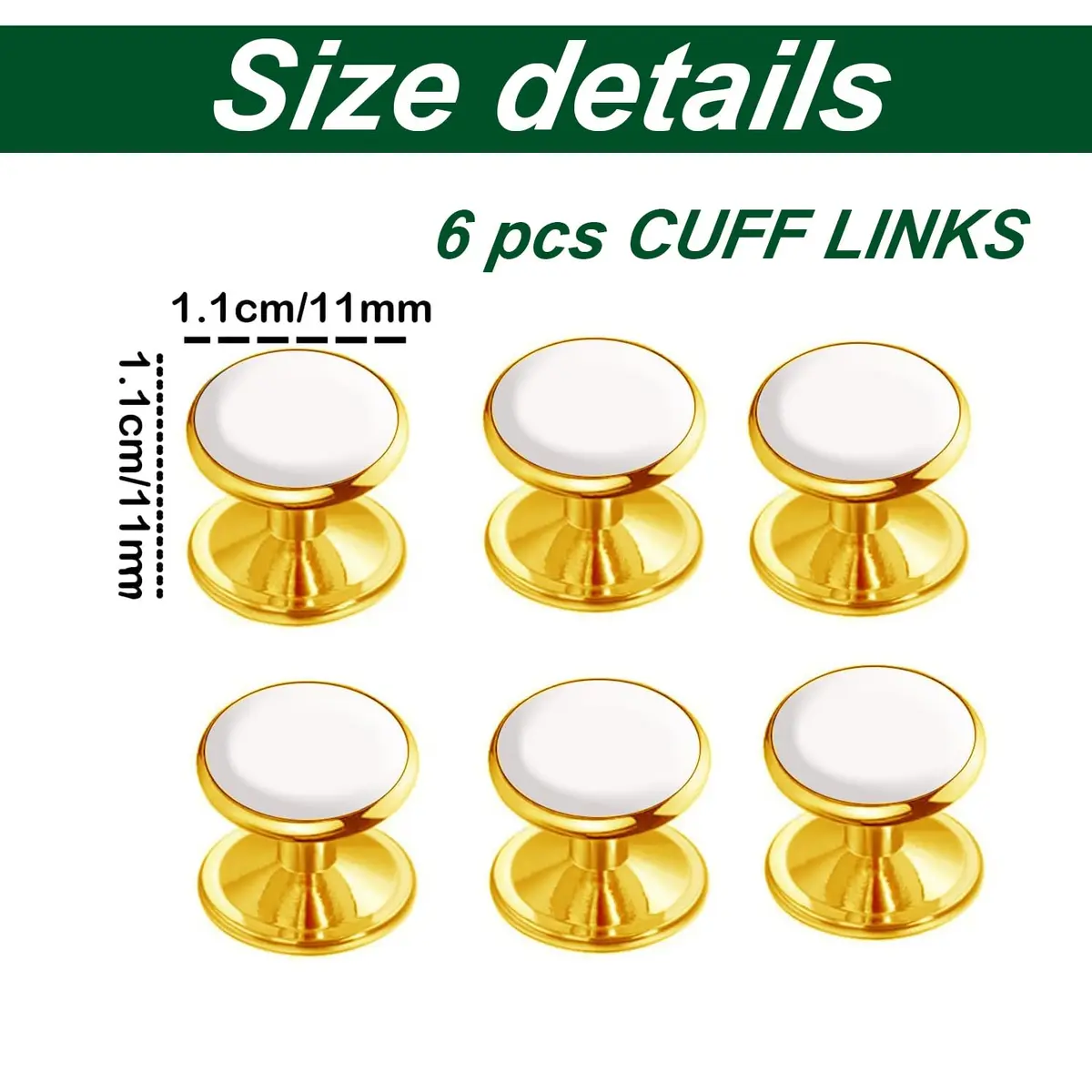 VAMA Gold Plated White Cufflinks 11mm x 10mm | Classic Formal Men’s Accessory - view 3