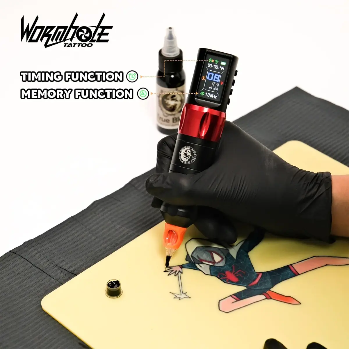 Wormhole Saros Wireless Tattoo Pen Kit with Dotwork Mode, 1800mAh Battery | Complete Beginner Tattoo Set - view 6