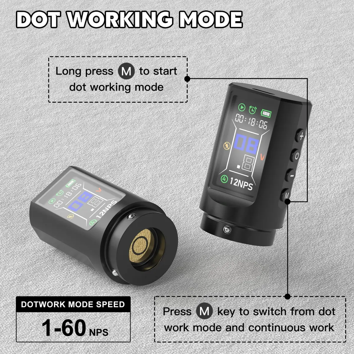 Wormhole Saros Wireless Tattoo Pen Kit with Dotwork Mode, 1800mAh Battery | Complete Beginner Tattoo Set - view 3
