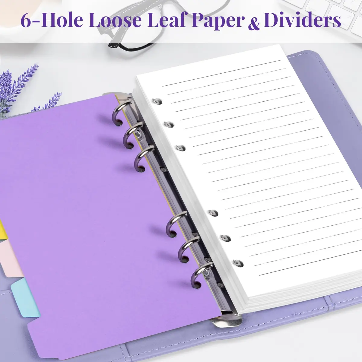Billtigif A5 Refill Paper 14.2cm x 21cm (5.6" x 8.3") with 6 Tab Dividers, 240 Writing Sides | Smooth Ink Flow Acid-Free Paper - view 5