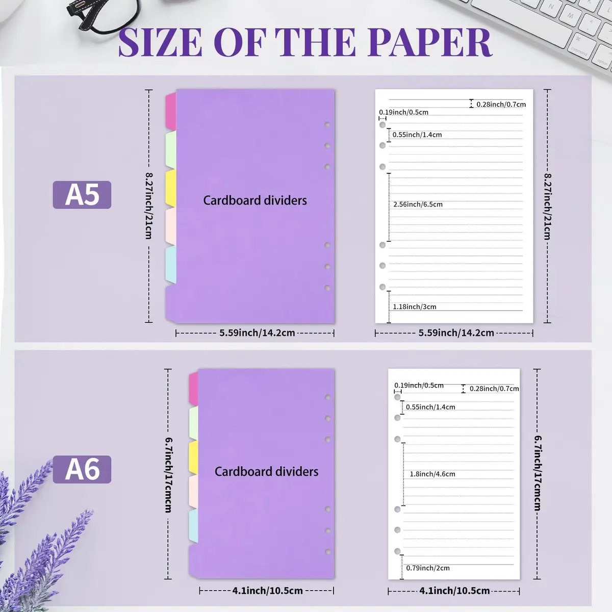 Billtigif A5 Refill Paper 14.2cm x 21cm (5.6" x 8.3") with 6 Tab Dividers, 240 Writing Sides | Smooth Ink Flow Acid-Free Paper - view 2