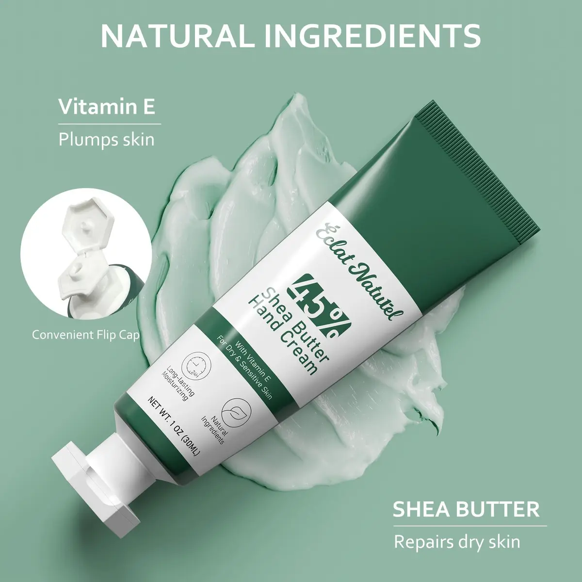 ÉCLAT NATUREL Shea Butter Hand Cream 1 Fl Oz | Deep Moisturizing for Dry Hands - view 4