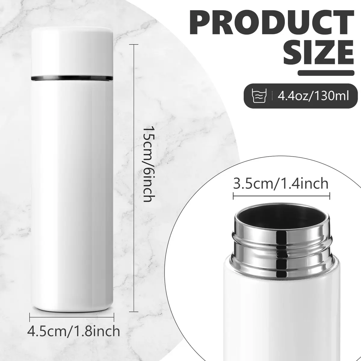 Vesici Mini Insulated Water Bottle 4.4oz | Leakproof Stainless Steel Travel Flask - view 2