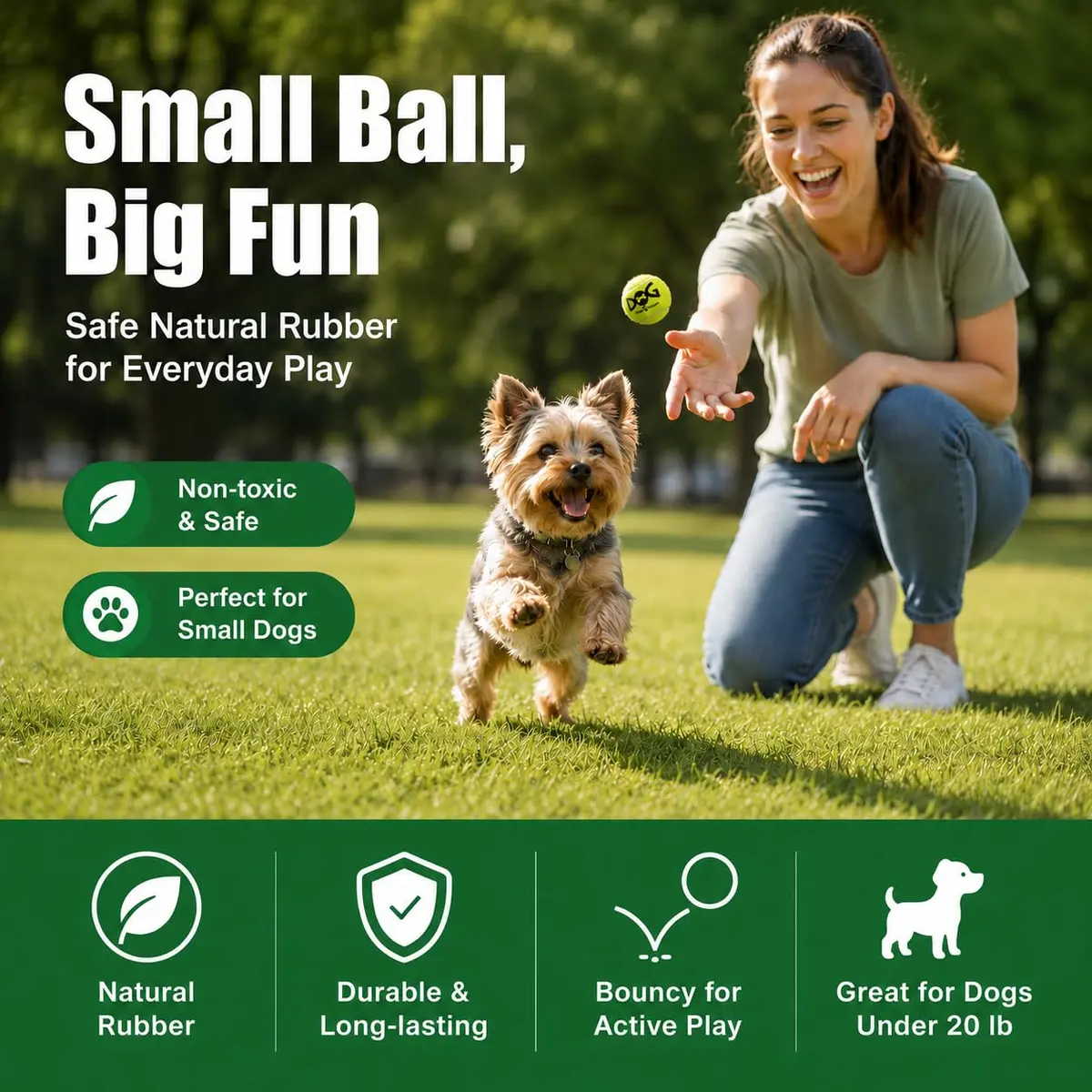 INSUM Small Tennis Balls for Dogs 6 Pack 2.0" Squeaky Dog Balls for Small Dogs | Bright Colors & High Bounce - view 5