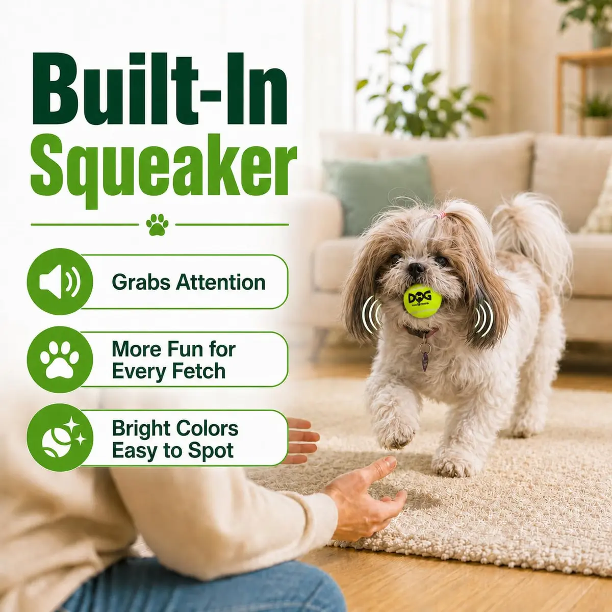 INSUM Small Tennis Balls for Dogs 6 Pack 2.0" Squeaky Dog Balls for Small Dogs | Bright Colors & High Bounce - view 2