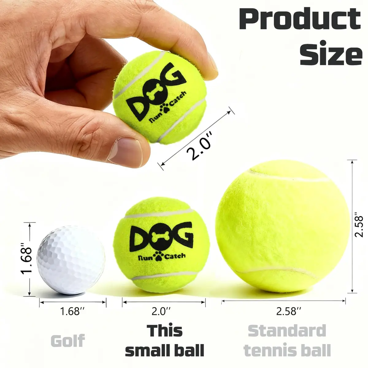 INSUM Small Tennis Balls for Dogs 6 Pack 2.0" Squeaky Dog Balls for Small Dogs | Bright Colors & High Bounce - view 3