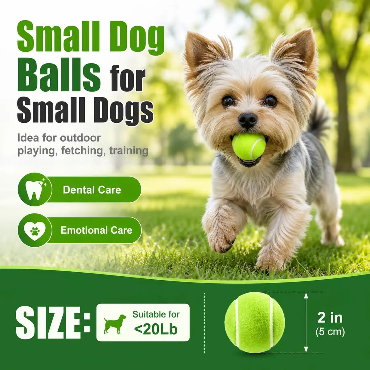 INSUM Small Tennis Balls for Dogs 6 Pack 2.0" Squeaky Dog Balls for Small Dogs | Bright Colors & High Bounce - view 4