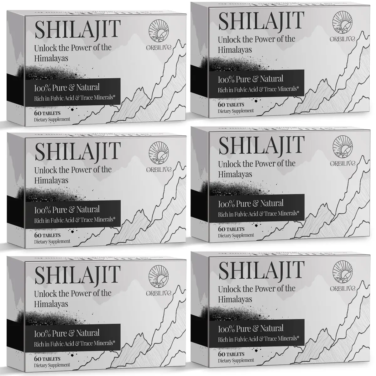 ORBILIVE Shilajit Tablets 1000 MG | Himalayan Organic, Rich in Fulvic Acid & 85+ Trace Minerals for Energy & Immunity (70-120 chars) - main product image