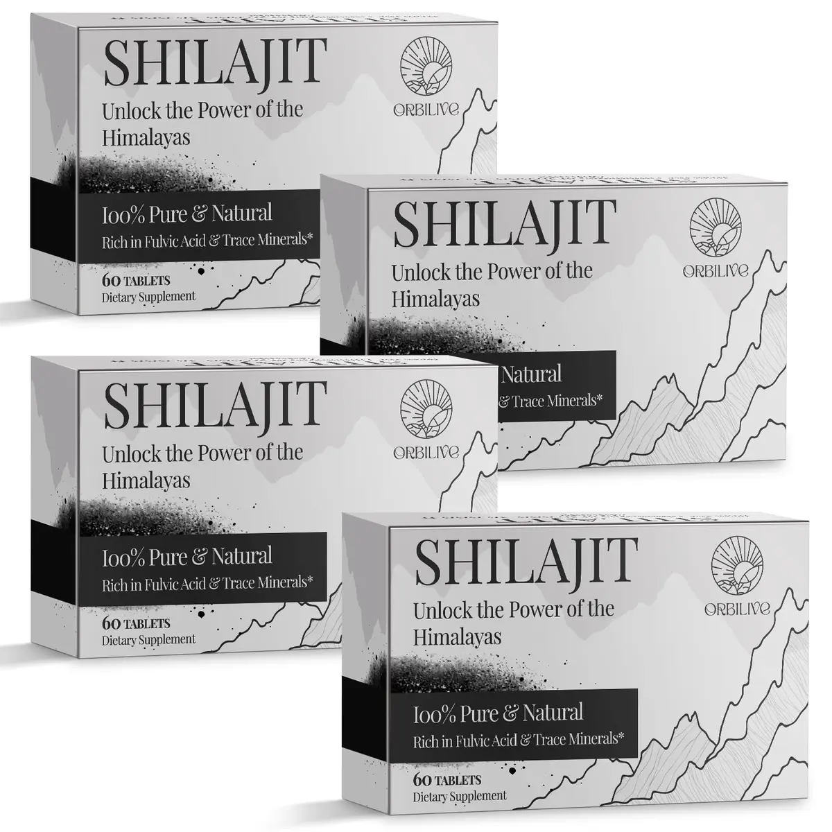 ORBILIVE Shilajit Tablets 1000 MG | Himalayan Organic, Rich in Fulvic Acid & Trace Minerals for Energy & Immunity (70-120 chars) - main product image