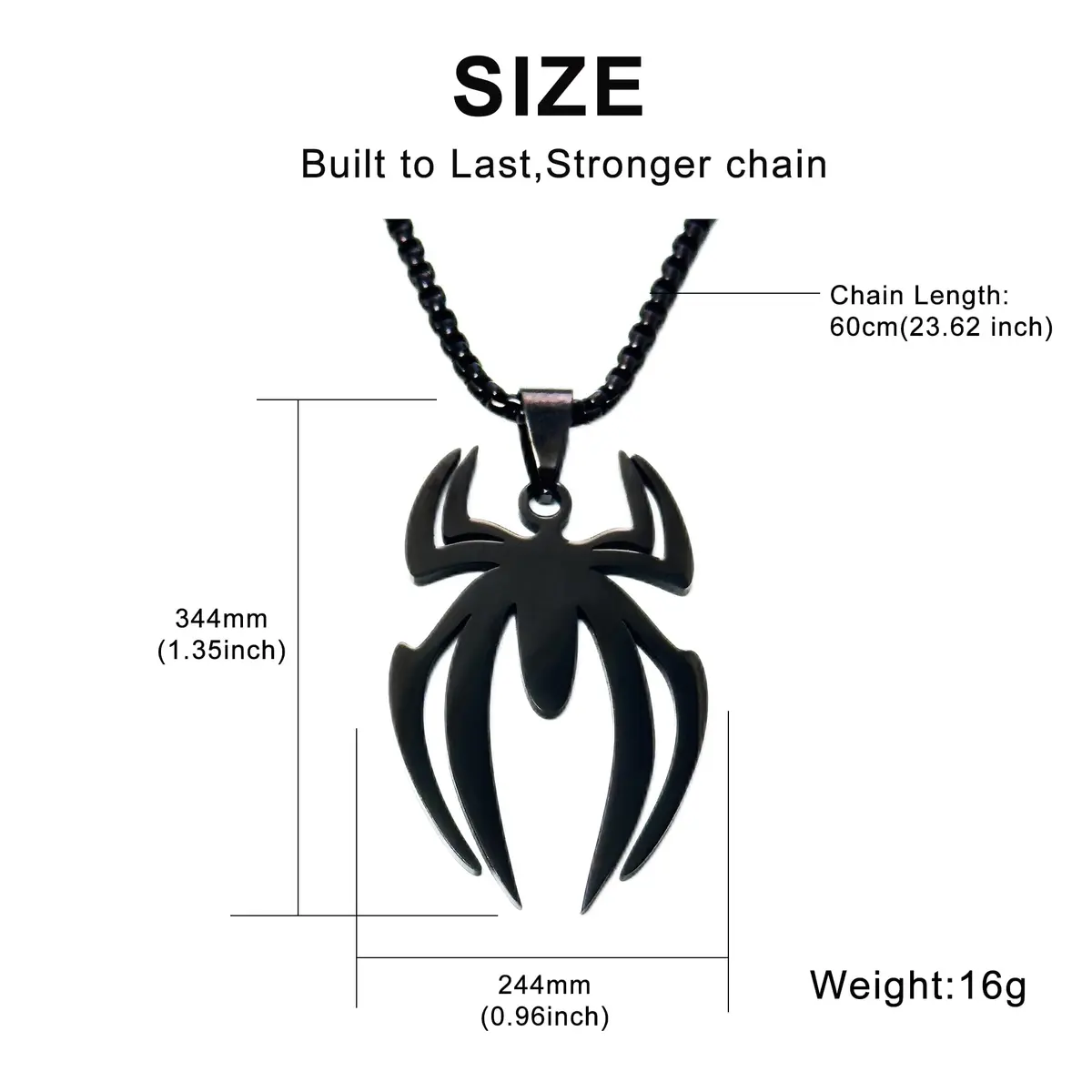 RZCXBS Spider Necklace for Men and Women Black Pendant Chain Jewelry | Futuristic Design - view 6