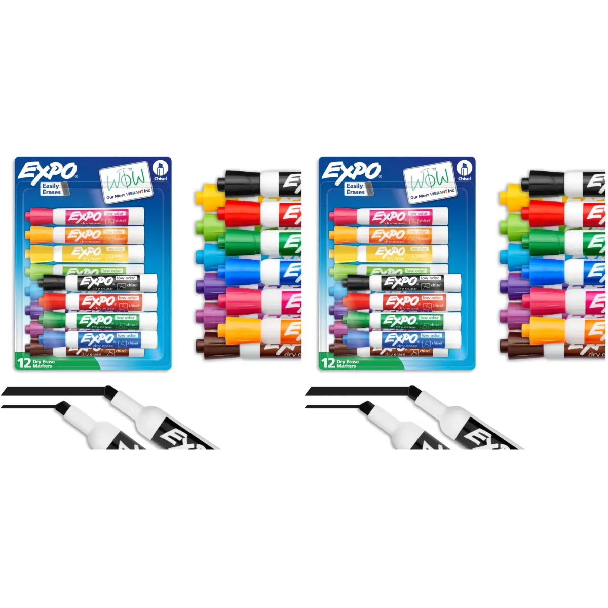 EXPO Low Odor Dry Erase Markers, Assorted Colors, Chisel Tip, 24 Count | Vibrant Ink for Whiteboards & Non-Porous Surfaces - main product image