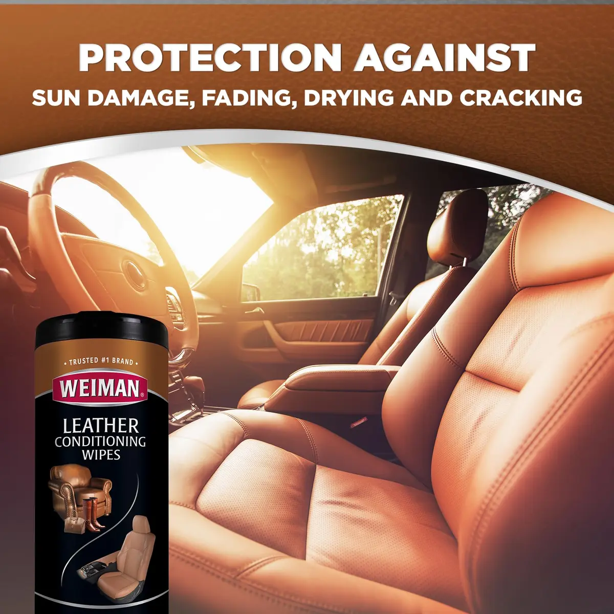 Weiman Leather Cleaner & Conditioner Wipes 30 ct | UV Protection & Moisturizing for Leather Surfaces - view 5