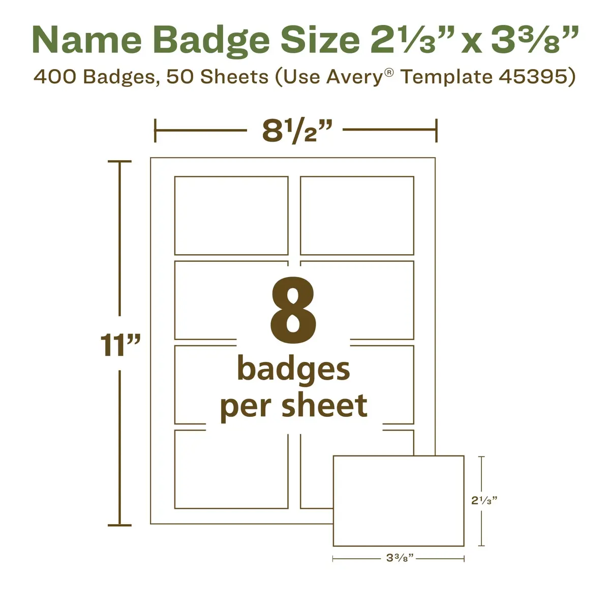 Avery EcoFriendly Recycled Name Tags 2-1/3" x 3-3/8" White 400 Labels (Pack of 2) | Printable & Removable Adhesive - view 5