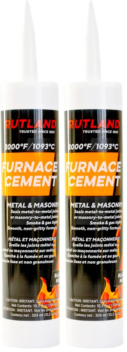 Rutland Products Black Furnace Cement 10.3 fl oz Cartridge | Withstands 2000°F, Seals & Repairs - main product image