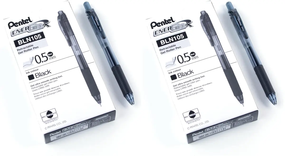 Pentel EnerGel-X Retractable Liquid Gel Pen, 0.5mm Fine Point, Black, Pack of 24 | Smooth Writing Gel Pens - main product image