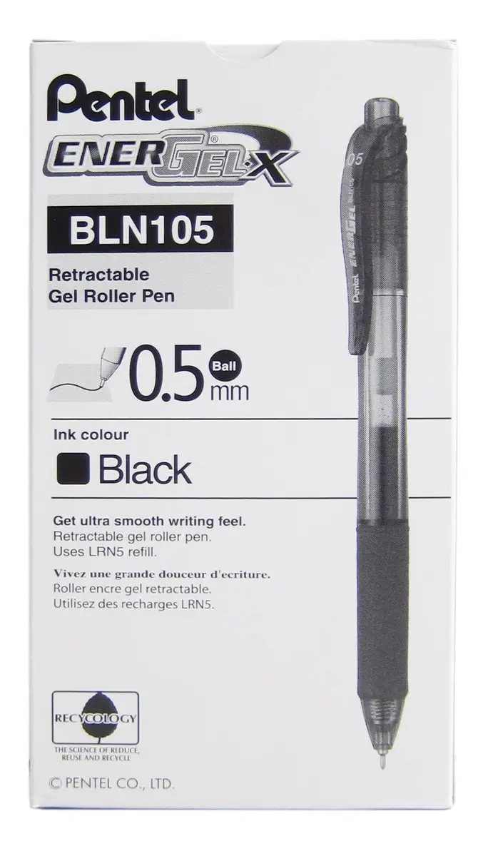 Pentel EnerGel-X Retractable Liquid Gel Pen, 0.5mm Fine Point, Black, Pack of 24 | Smooth Writing Gel Pens - view 3