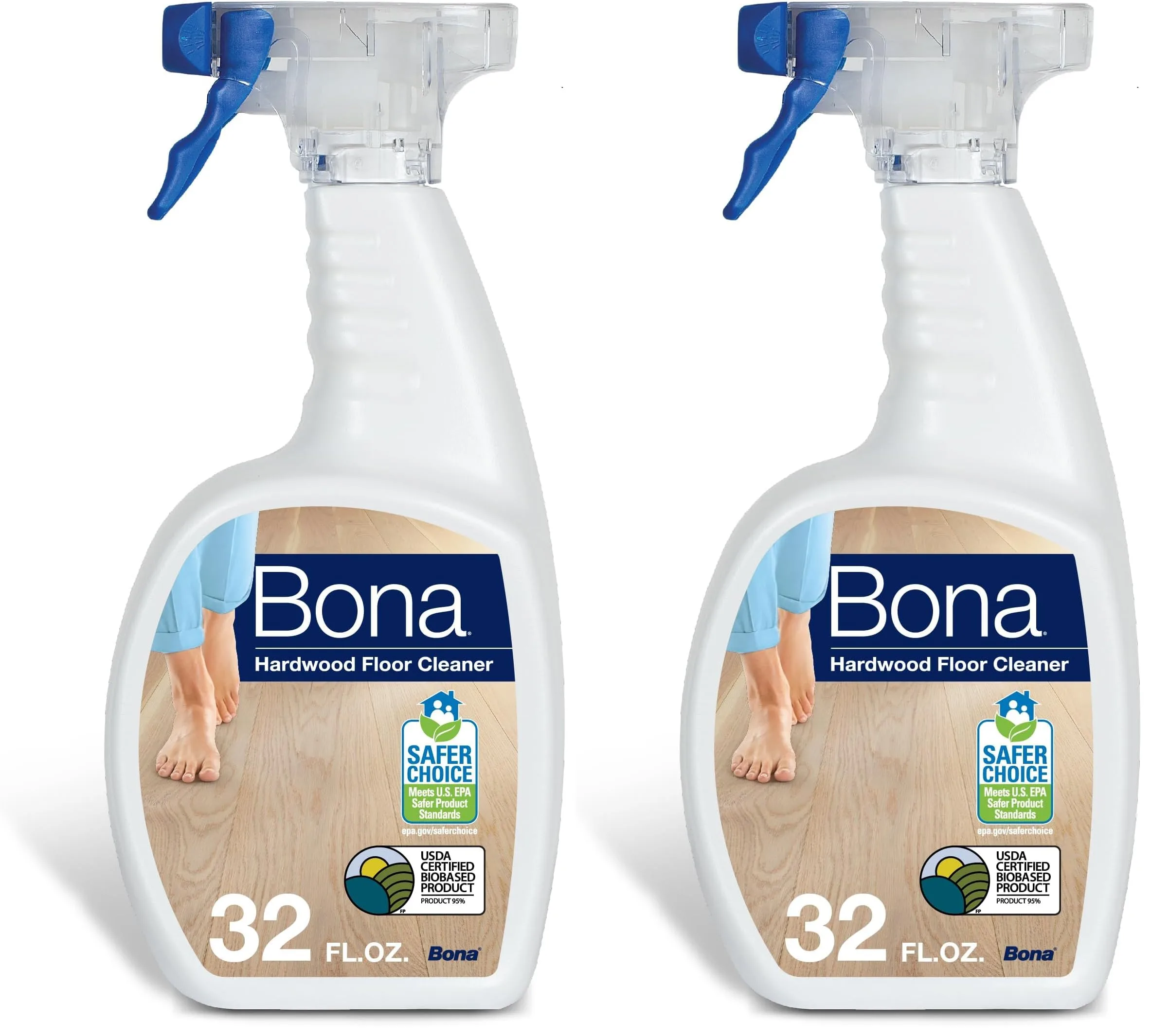 Bona Hardwood Floor Cleaner Spray (2x32 fl oz) | Residue-Free Wood Floor Solution - main product image