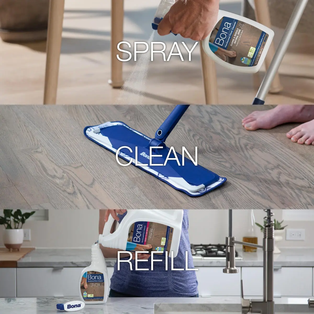 Bona Hardwood Floor Cleaner Spray (2x32 fl oz) | Residue-Free Wood Floor Solution - view 3