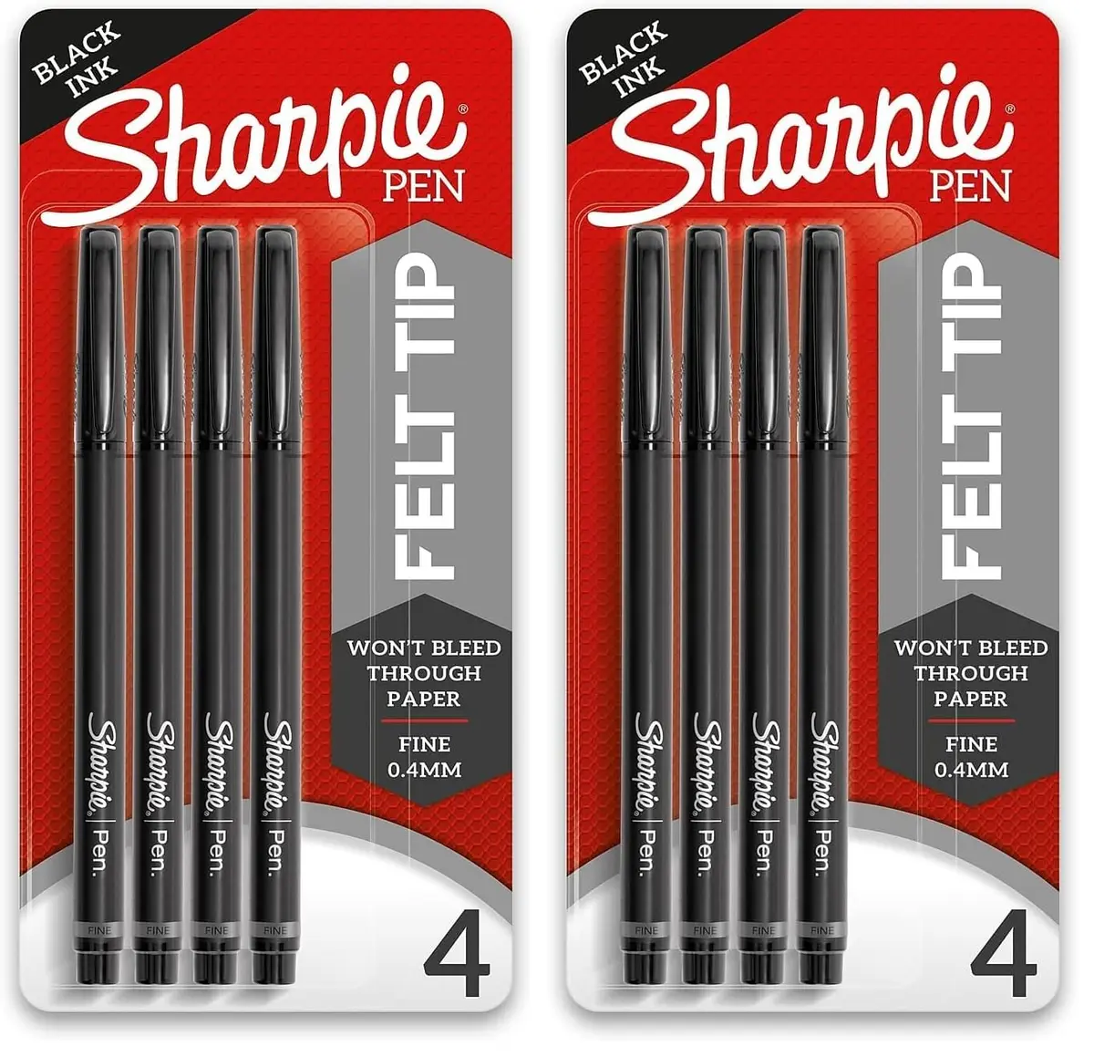 Sharpie Felt Tip Pens Fine Point 0.4mm | Precise, Quick-Dry, Fade-Resistant (4-pack of 2) - main product image
