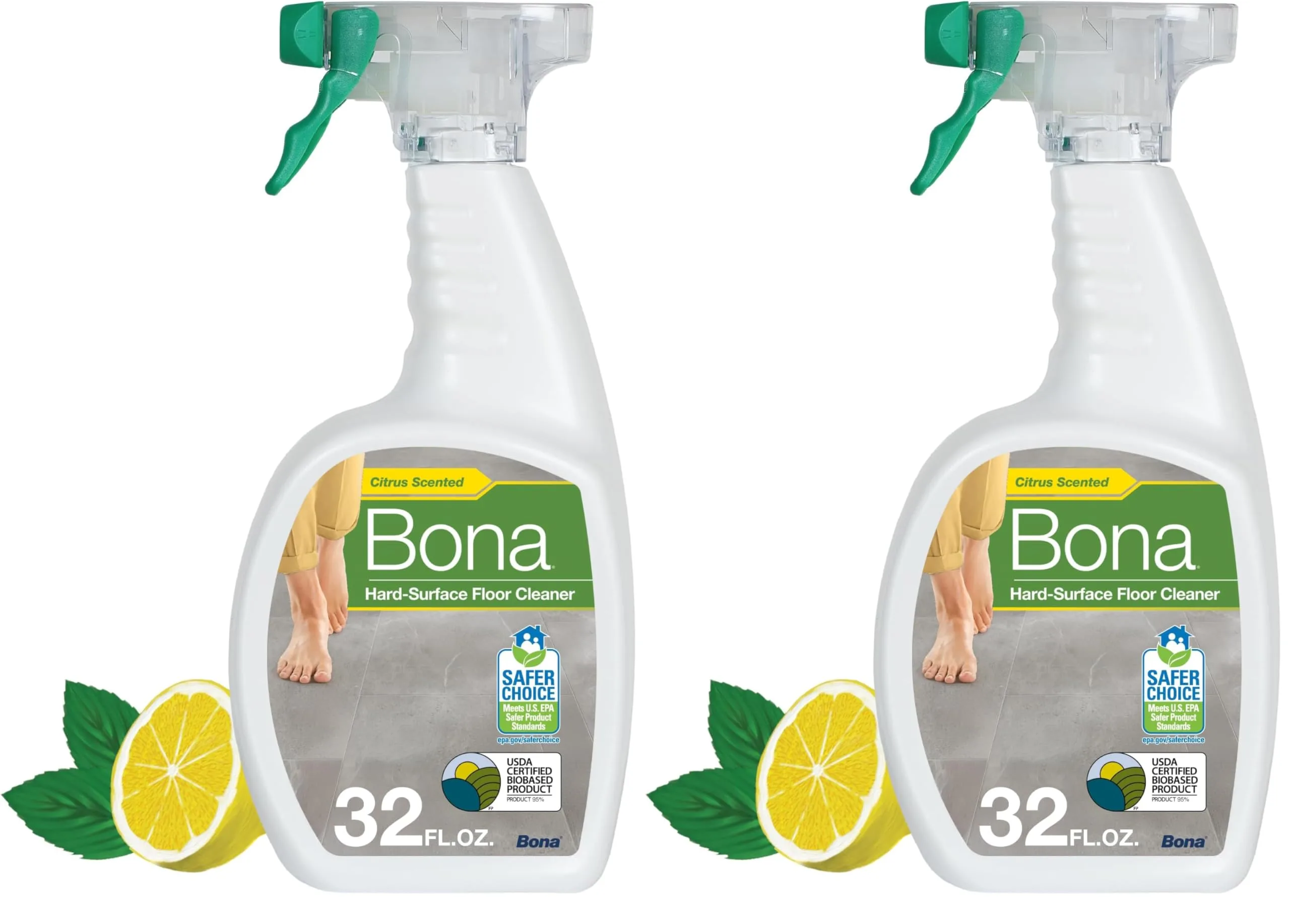 Bona Multi-Surface Floor Cleaner Spray, 2 x 32 fl oz (946 ml) | Residue-Free Cleaning for Stone, Tile, Laminate, Vinyl - main product image