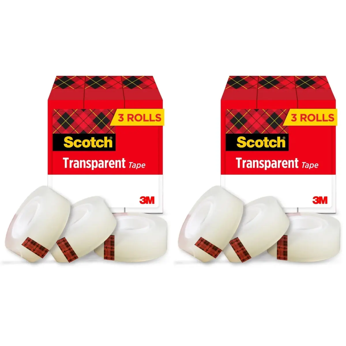 Scotch Transparent Tape 3/4 in x 1000 in Rolls | 6 Rolls (Pack of 2) | Clear Adhesive Tape for Office & Home Use - main product image