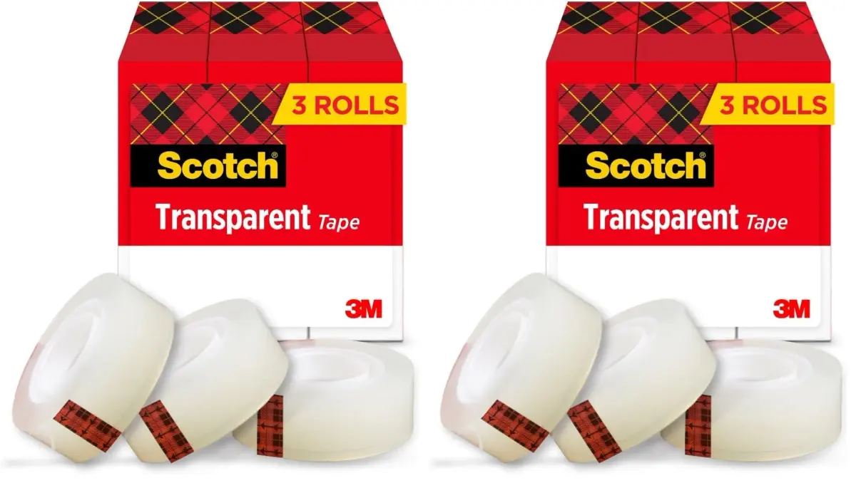 Scotch Transparent Tape 3/4 in x 1000 in Rolls | 6 Rolls (Pack of 2) | Clear Adhesive Tape for Office & Home Use - main product image