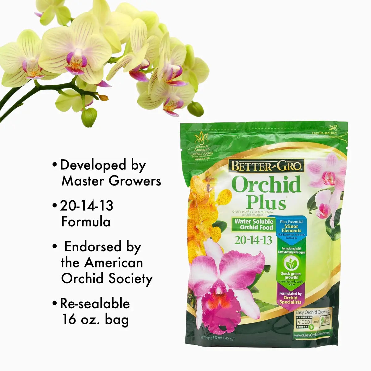 Better-Gro Orchid Plus Fertilizer 16 oz (454 g) | Urea-Free Formula for Vigorous Growth - view 2