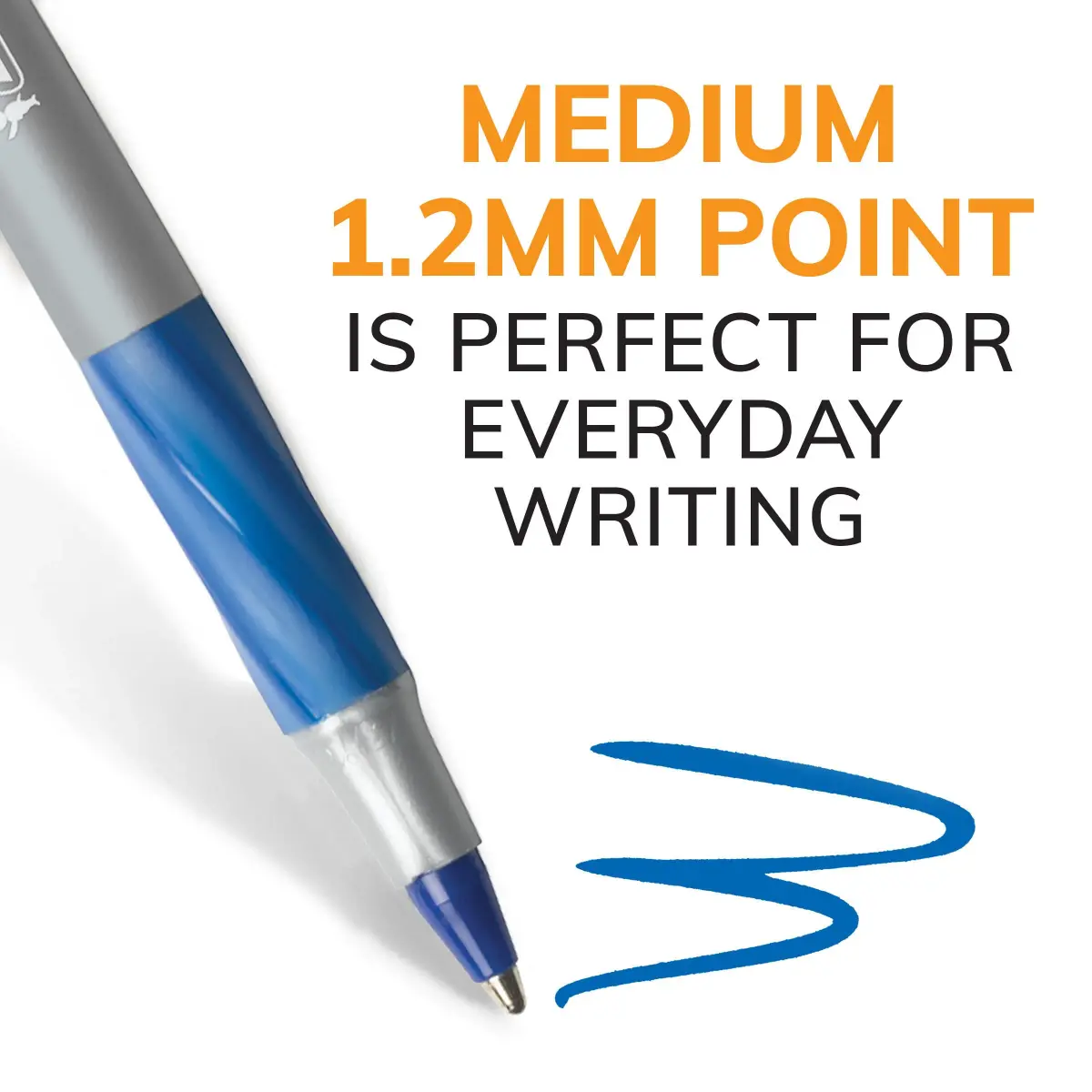 BIC Round Stic Grip Xtra Comfort Blue Ballpoint Pens, Medium Point (1.2mm), 24 Count (Pack of 2) | Smooth Ink Flow & Soft Grip - view 3