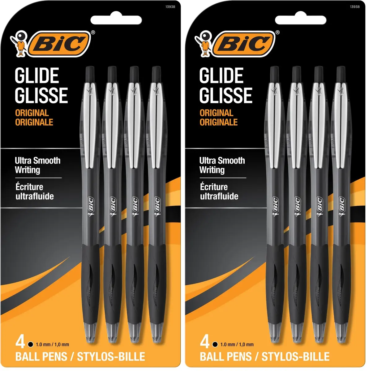 BIC Glide Retractable Ballpoint Pens, Medium Point 1.0mm, 8-Count Pack | Ultra Smooth Writing for Students & Office - main product image