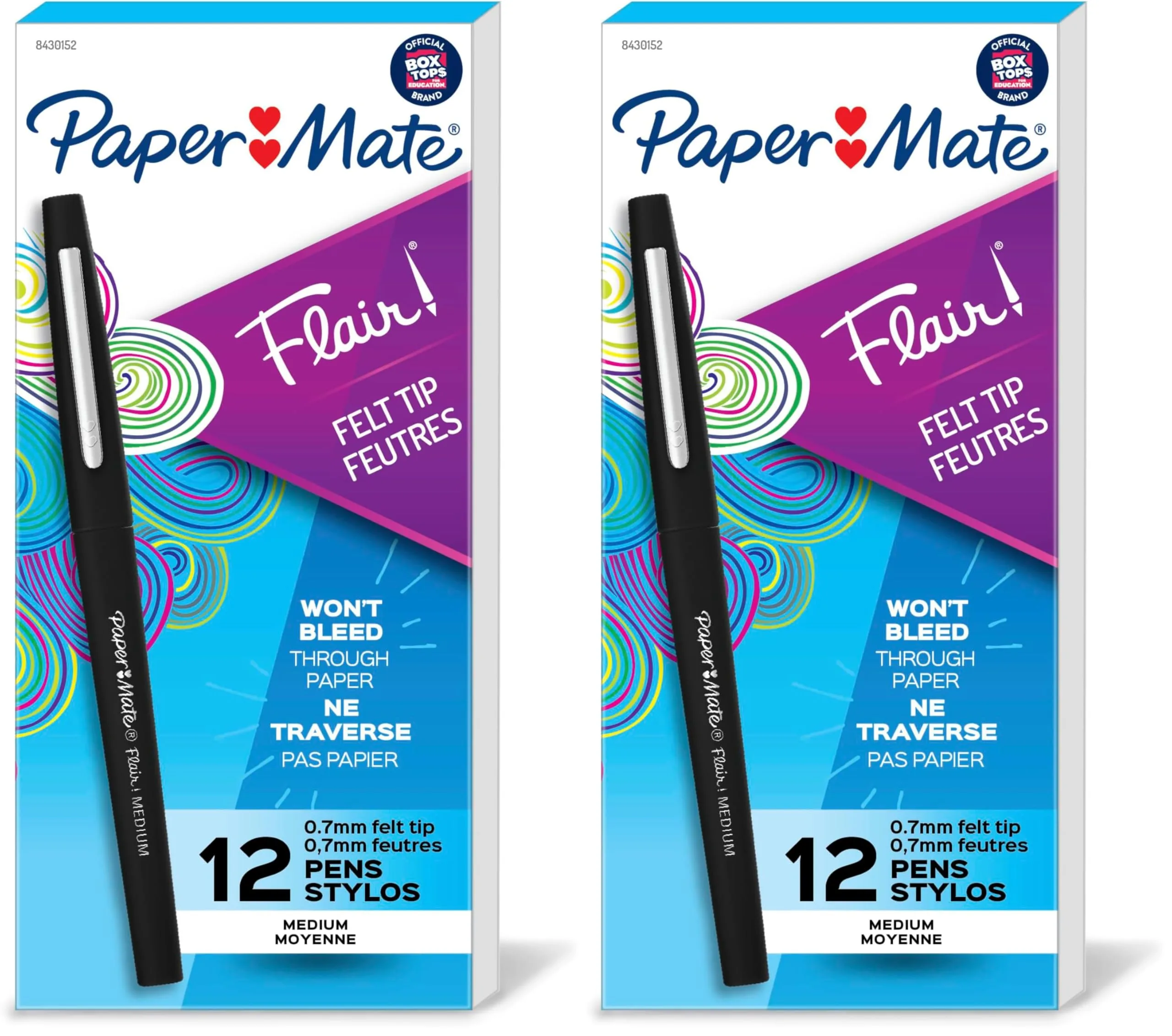 Paper Mate Flair Felt Tip Pens, Medium Point (0.7mm), Black, Pack of 24 Pens | Bold Vivid Lines for Students & Professionals - main product image