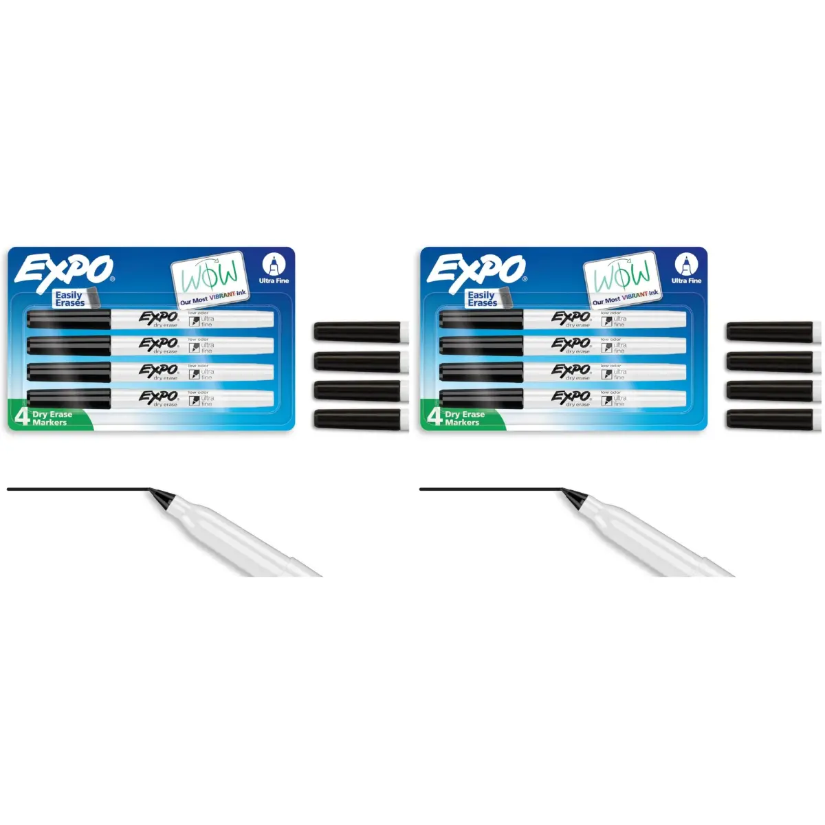 EXPO Low-Odor Dry Erase Markers, Ultra-Fine Tip, Black, 8 Count (Pack of 2) | Vibrant Ink for Precise Marking - main product image