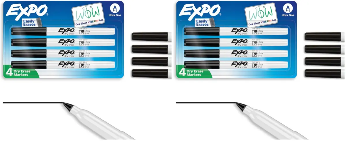 EXPO Low-Odor Dry Erase Markers, Ultra-Fine Tip, Black, 8 Count (Pack of 2) | Vibrant Ink for Precise Marking - main product image