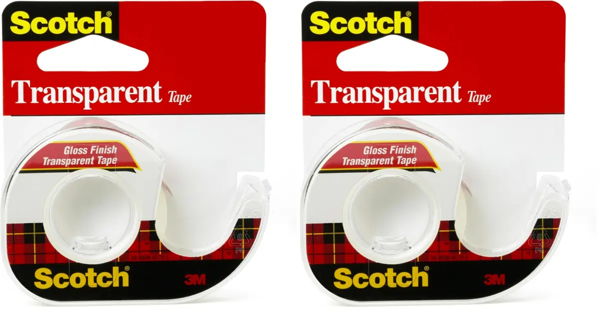 Scotch Transparent Tape 0.5 inch x 450 inch (Pack of 2) | Classic Glossy Finish with 3M Adhesive Technology - main product image