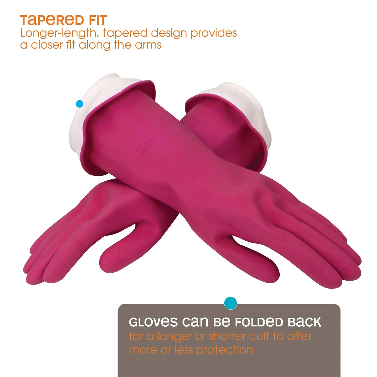 Casabella Waterblock Reusable Household Cleaning Gloves, Medium | Latex Gloves with Waterblock Cuff for Household Use - view 4