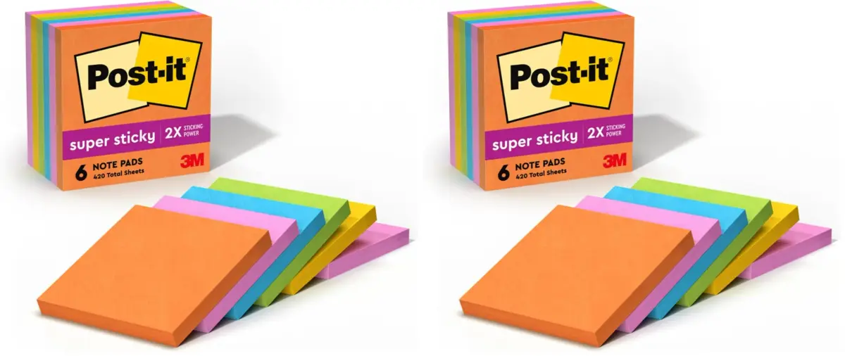 Post-it Super Sticky Notes 3x3 in Energy Boost Collection | 12 Pads (Pack of 2), 70 Sheets/Pad - main product image