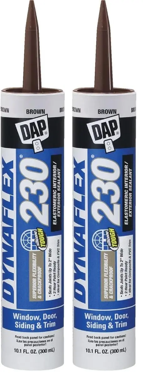 DAP Dynaflex 230 Premium Elastomeric Sealant, Brown, 10.1 Oz (2 Pack) | Crackproof, Waterproof, Paintable - main product image