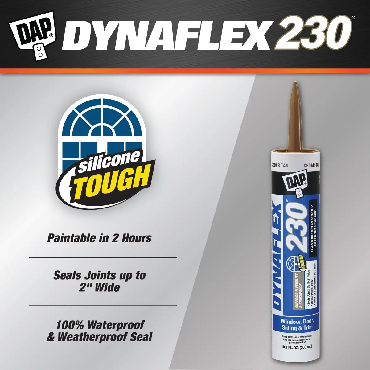 DAP Dynaflex 230 Premium Elastomeric Sealant, Brown, 10.1 Oz (2 Pack) | Crackproof, Waterproof, Paintable - view 2