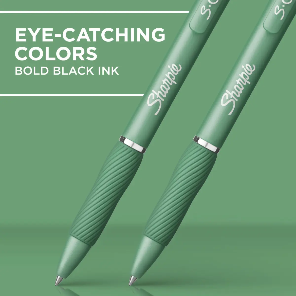 Sharpie S-Gel Gel Pens Medium Point Black Ink 0.7mm Green Barrel 8 Pens Total | Smooth Writing Gel Pens - view 3