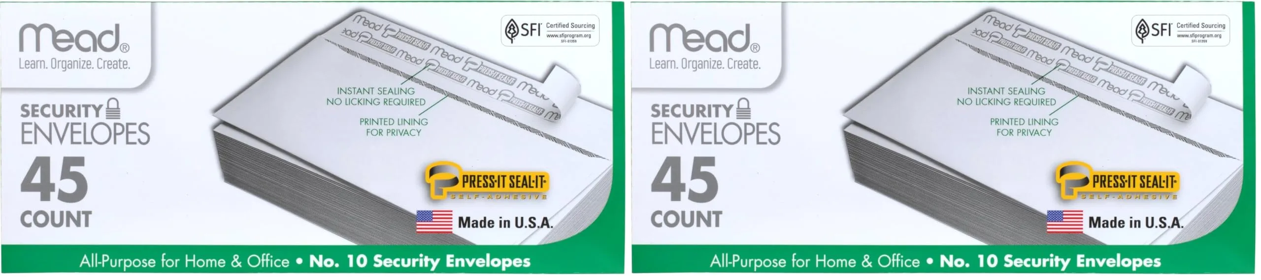 Mead #10 Security Envelopes, 90 Count White | Self-Adhesive Peel & Seal Business Mailers - main product image