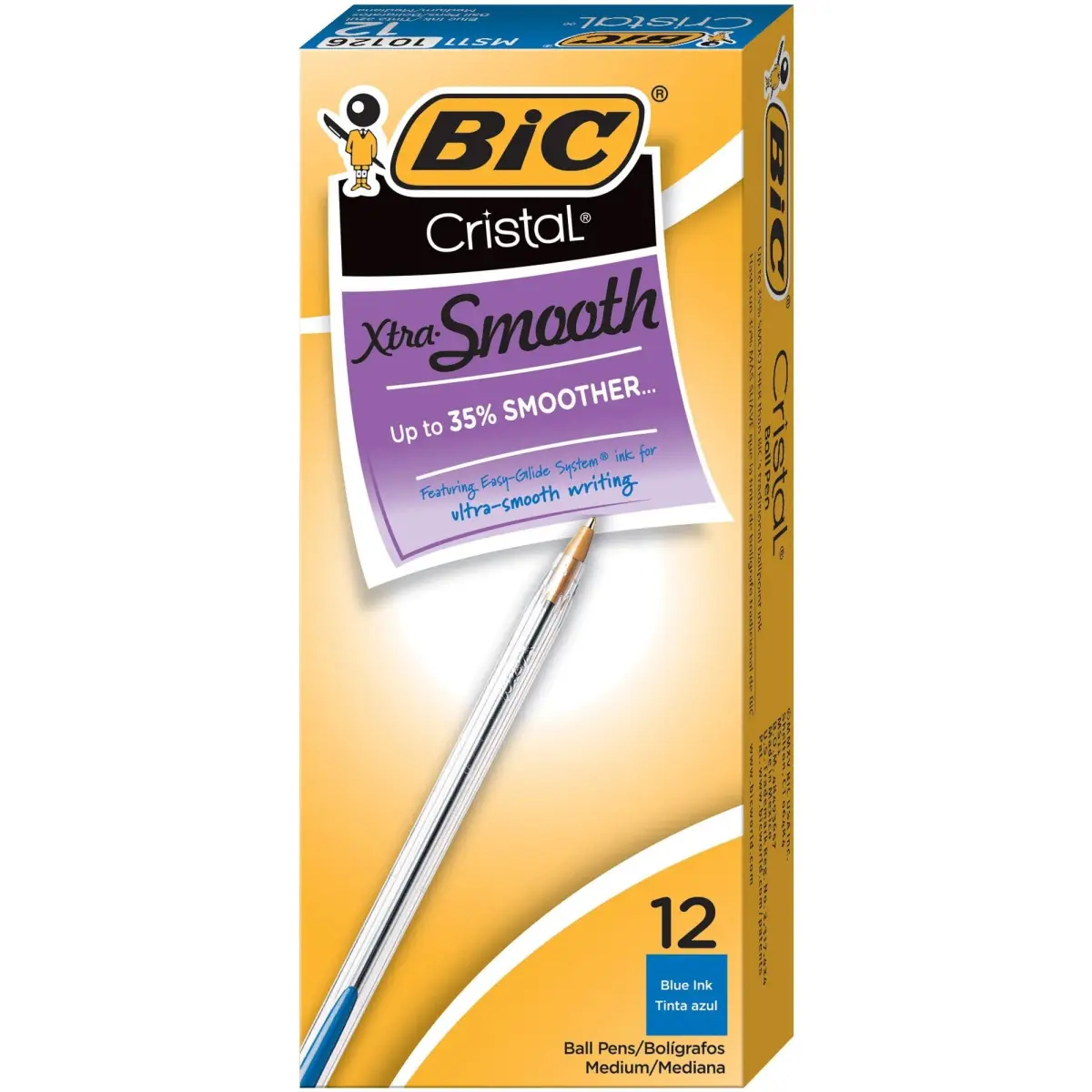 BIC Cristal Xtra Smooth Blue Ballpoint Pens, Medium Point (1.0mm), 24 Count (Pack of 2) | Smooth Ink Flow for Students & Office - view 3