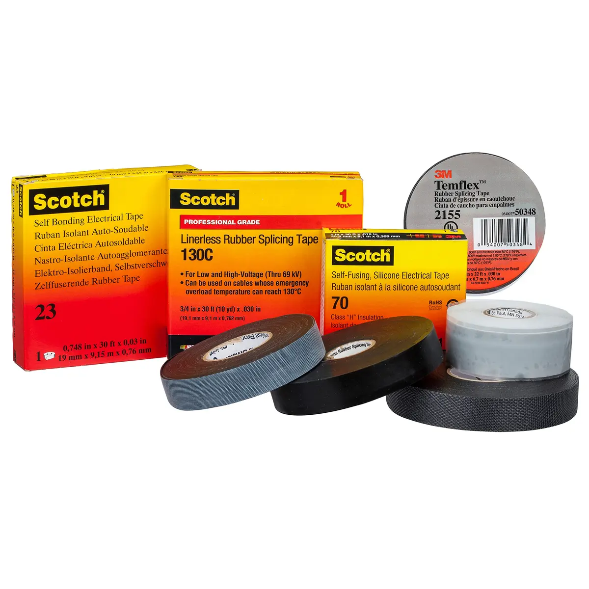 3M Temflex Rubber Splicing Tape 2155, 3/4 in x 22 ft (19mm x 6.7m) Black | UL Listed 600V Electrical Insulating Tape - view 6