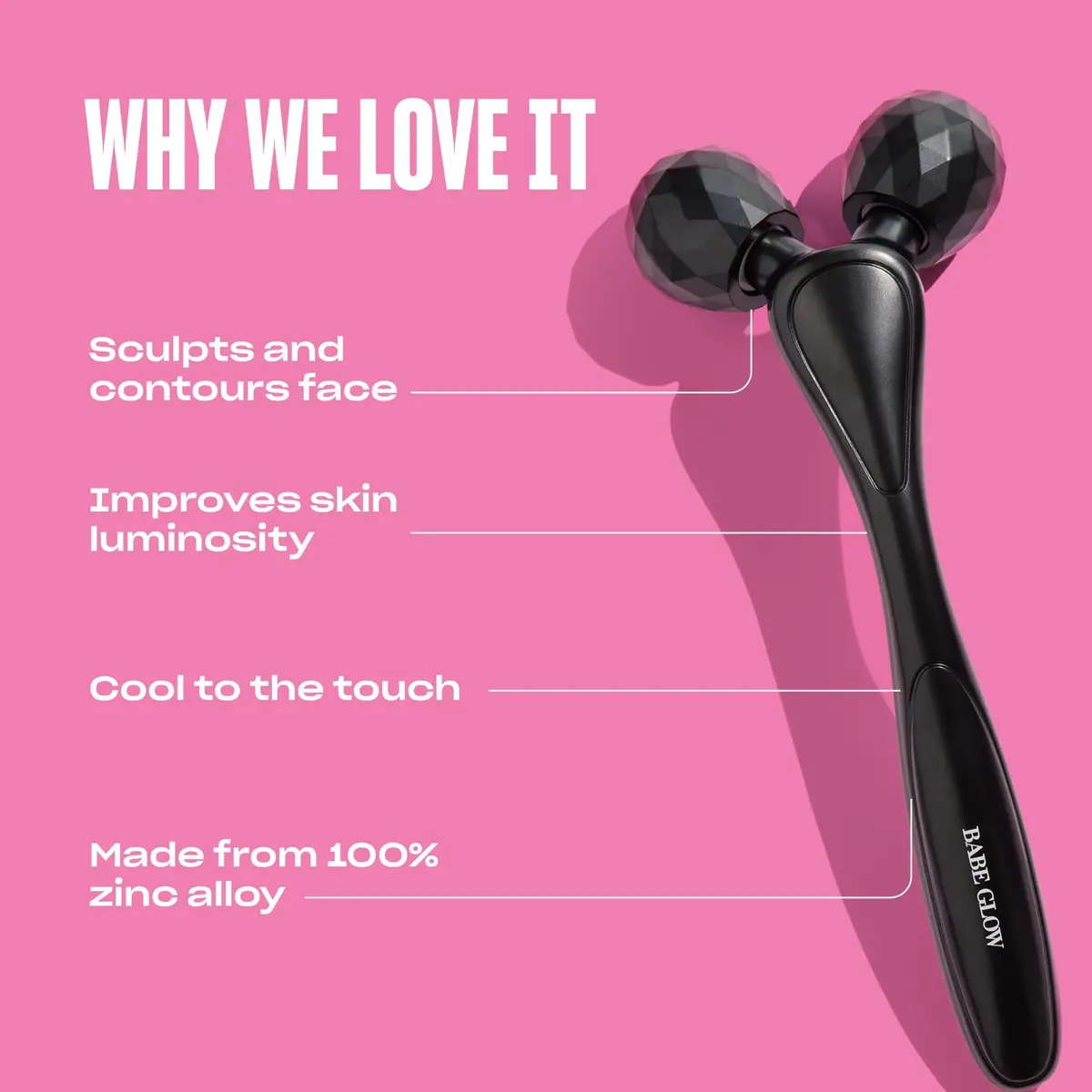 BABE ORIGINAL Pro Face Roller, Cooling Zinc Alloy Massage Tool | Boosts Skin Firmness & Luminosity - view 4
