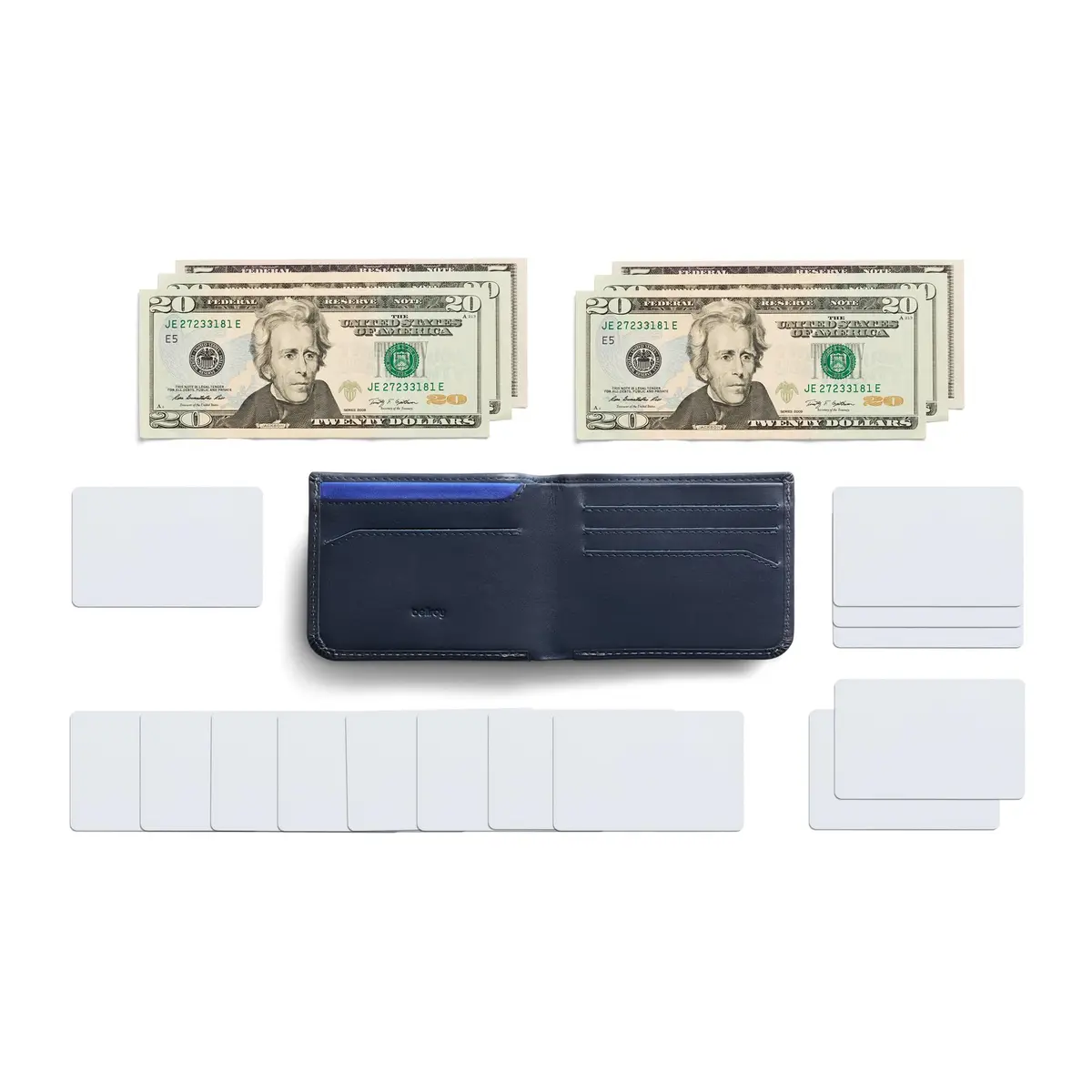 Bellroy Hide & Seek Slim Leather Bifold Wallet RFID Navy | Classic Design with RFID Security (70-120 chars) - view 7