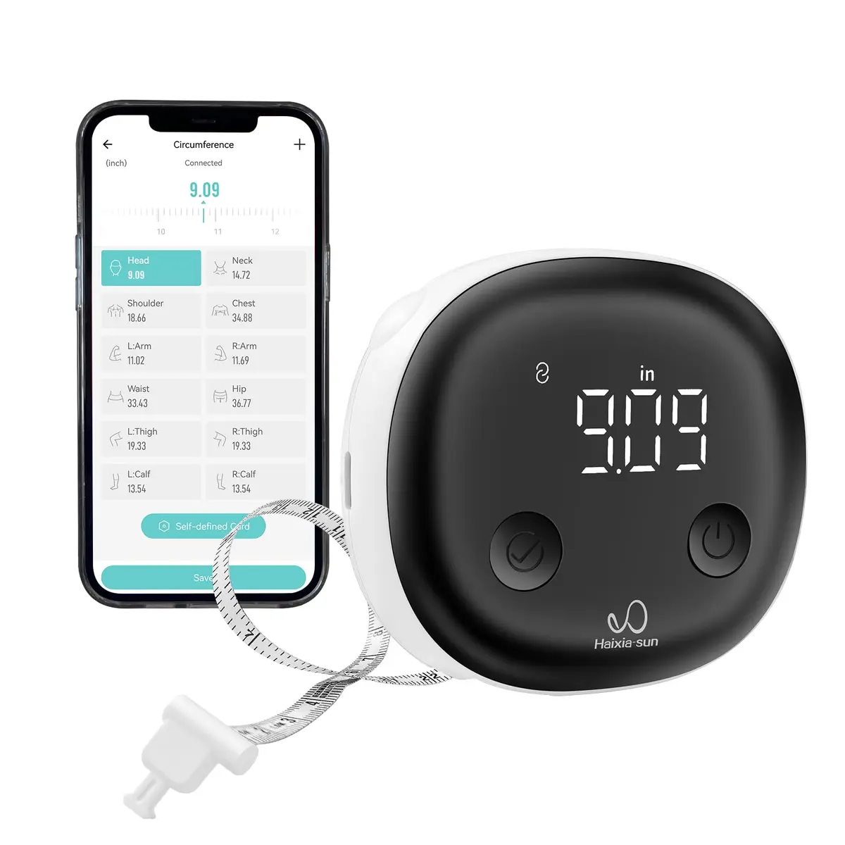 HAIZHIHUI Body Tape Measure, Bluetooth Digital with LED, Type-C | Accurate Smart Body Measurement Tool - main product image