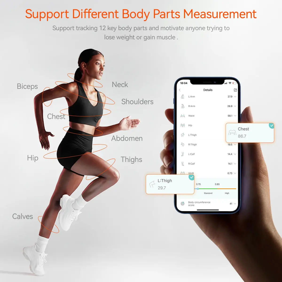 HAIZHIHUI Body Tape Measure, Bluetooth Digital with LED, Type-C | Accurate Smart Body Measurement Tool - view 6