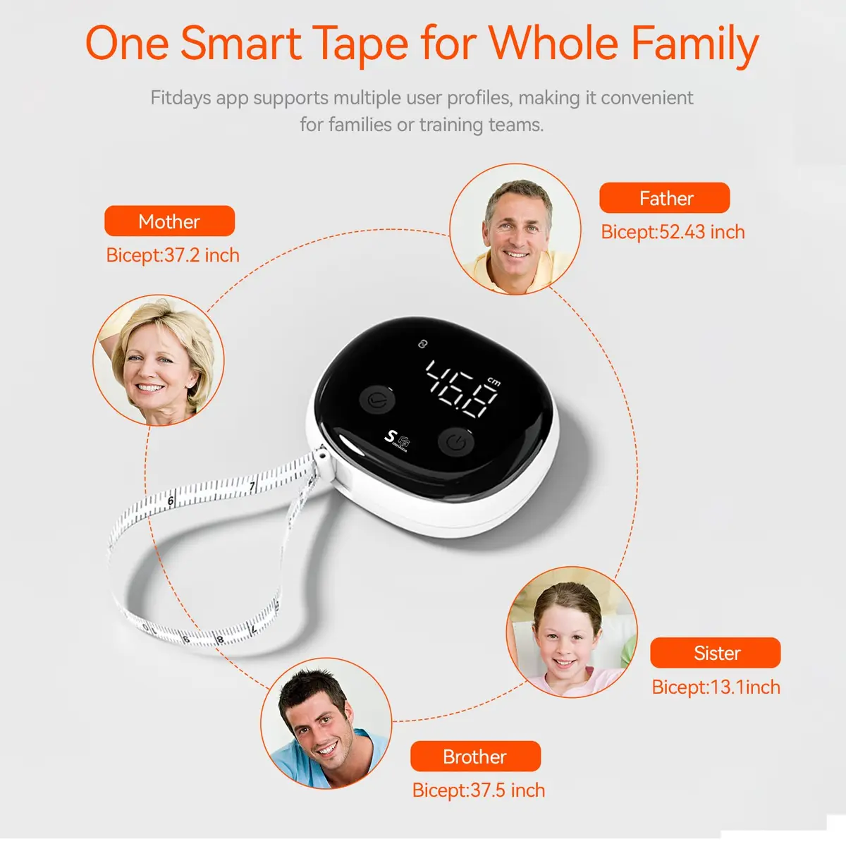 HAIZHIHUI Body Tape Measure, Bluetooth Digital with LED, Type-C | Accurate Smart Body Measurement Tool - view 4