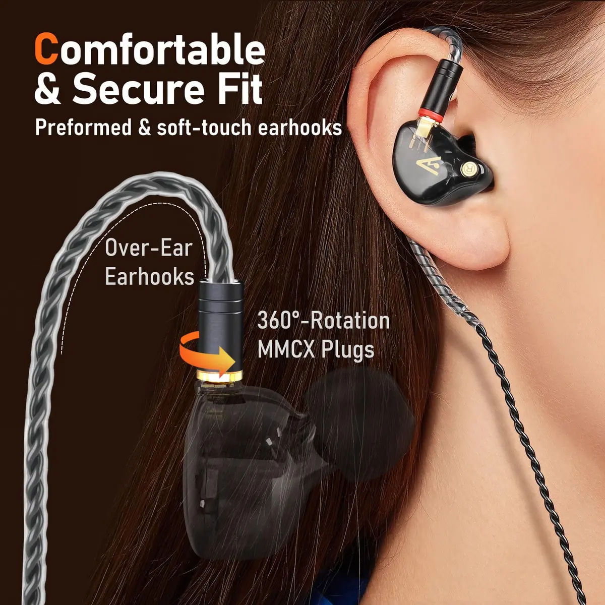 Audiovance HiFi MMCX Cable with Mic 163cm (63") | Lossless Audio & Clear Calls for IEMs - view 7
