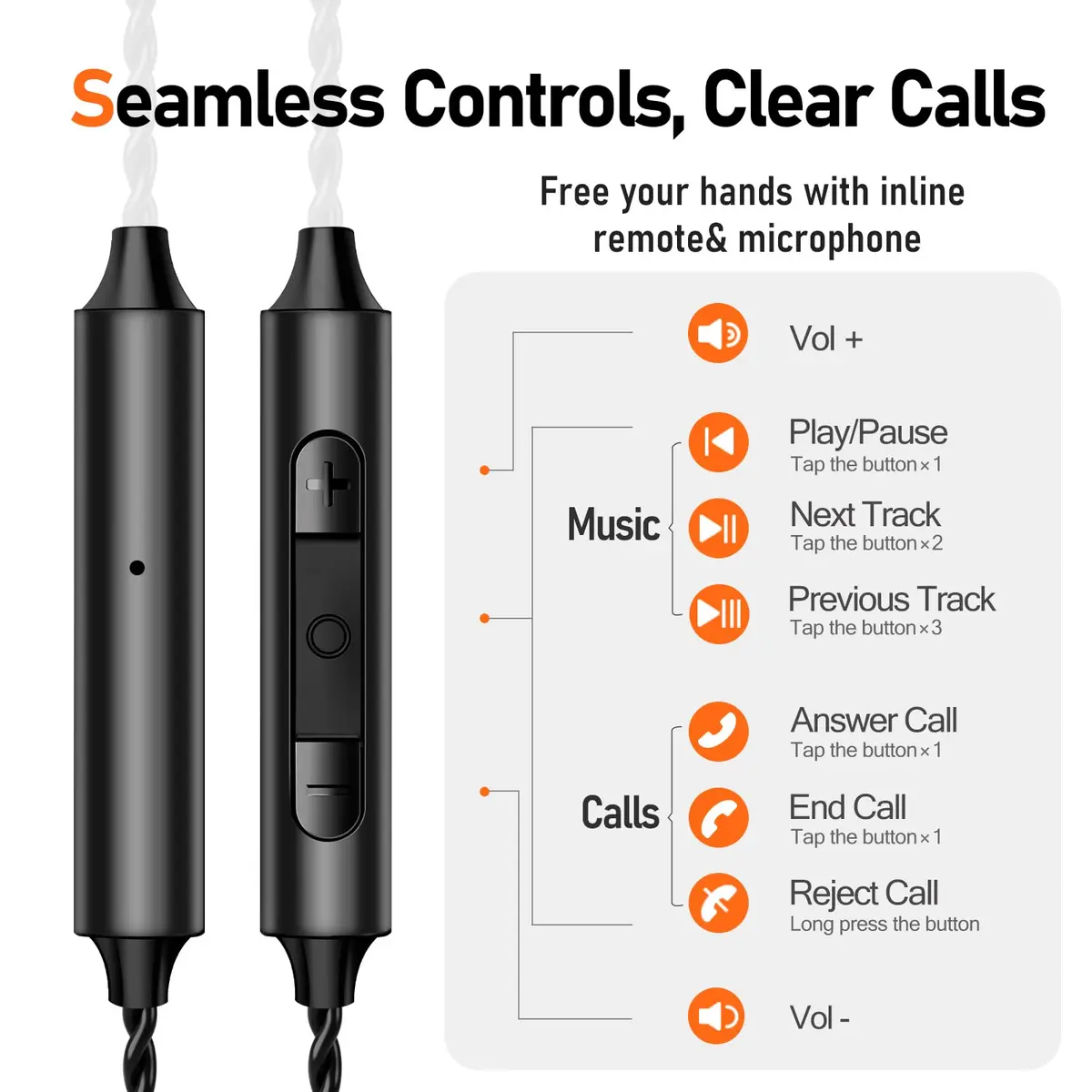 Audiovance HiFi MMCX Cable with Mic 163cm (63") | Lossless Audio & Clear Calls for IEMs - view 8
