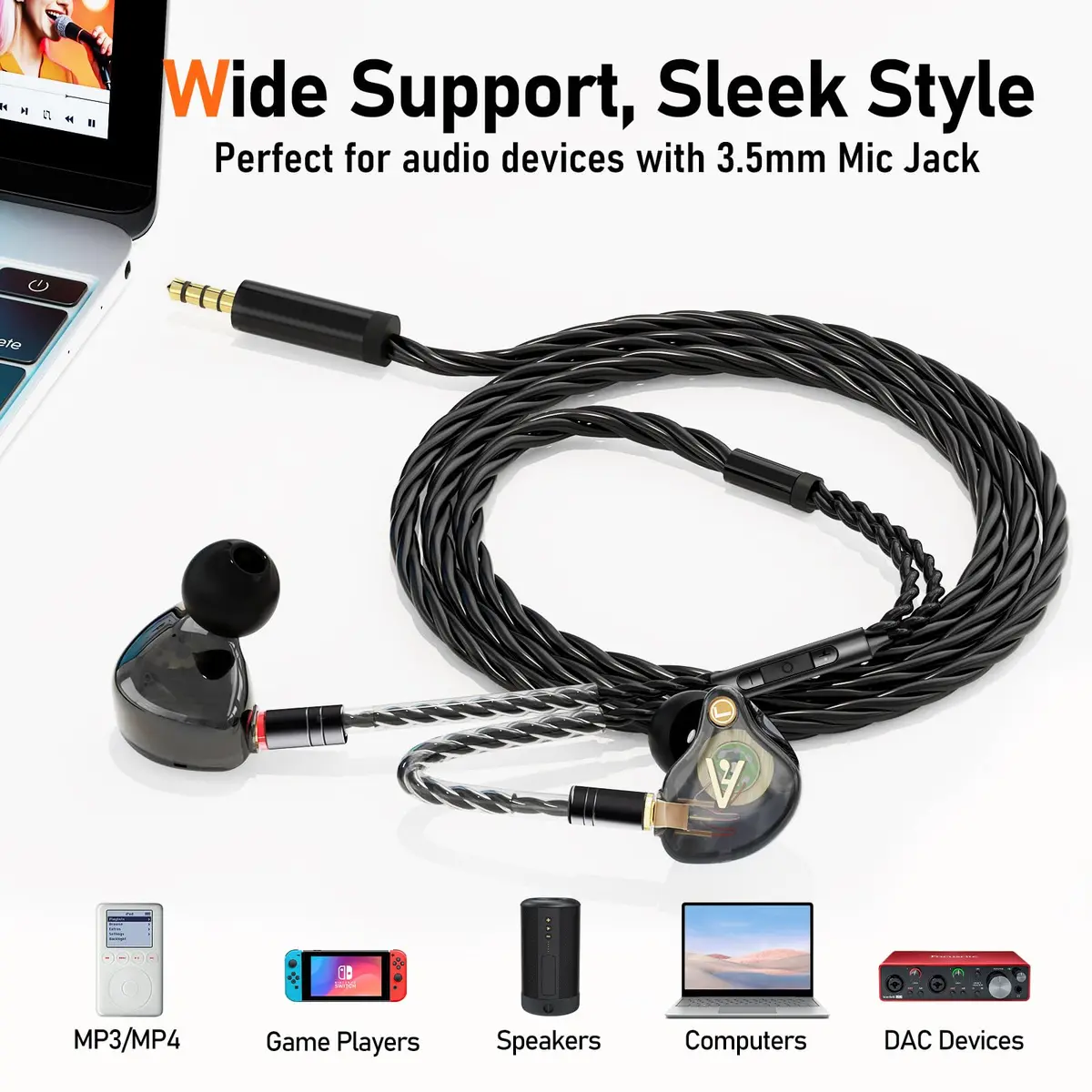 Audiovance HiFi MMCX Cable with Mic 163cm (63") | Lossless Audio & Clear Calls for IEMs - view 3